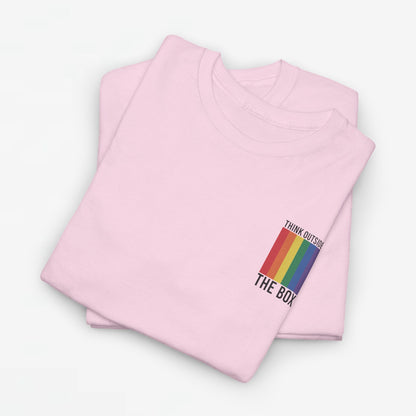 Gay Pride T-shirt - Think Outside The Box (zwarte tekst) - Back Print - Oversized #29