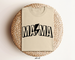 Oversized zandkleurige T-shirt met grote 'MAMA'-print met bliksemvormen