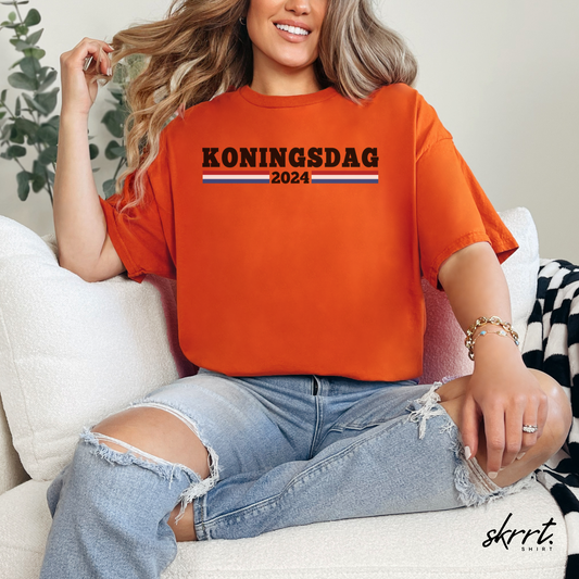 Koningsdag 2024 - zwarte tekst | Front Print | Koningsdag T-shirt | Oversized | Dames