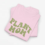 Lichtroze oversized t-shirt met groene 'PLANT MOM' tekstprint