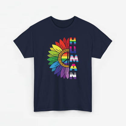 Gay Pride T-shirt - Regenboog Human (witte tekst) - Oversized #4