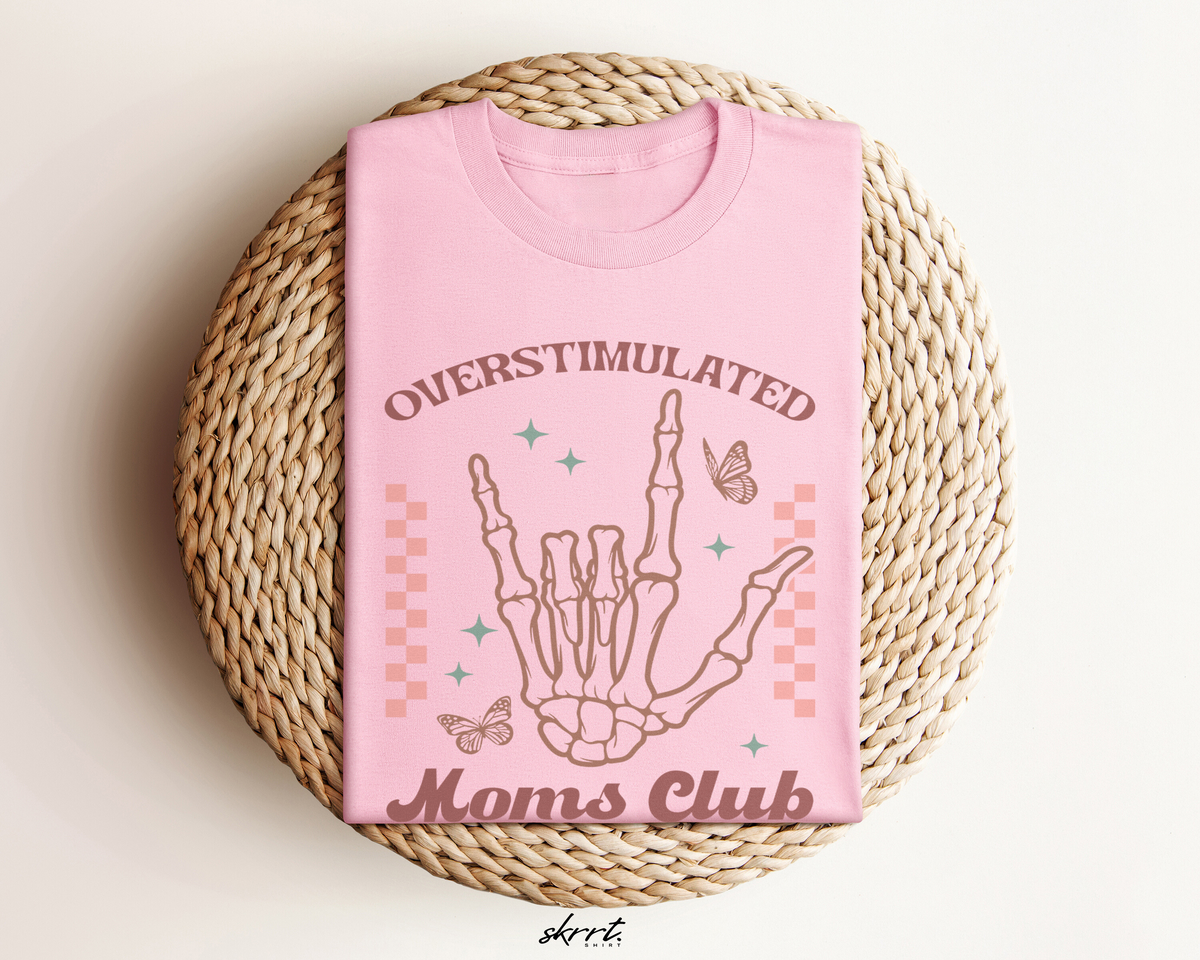 Roze oversized T-shirt met grote opdruk en tekst Moms Club