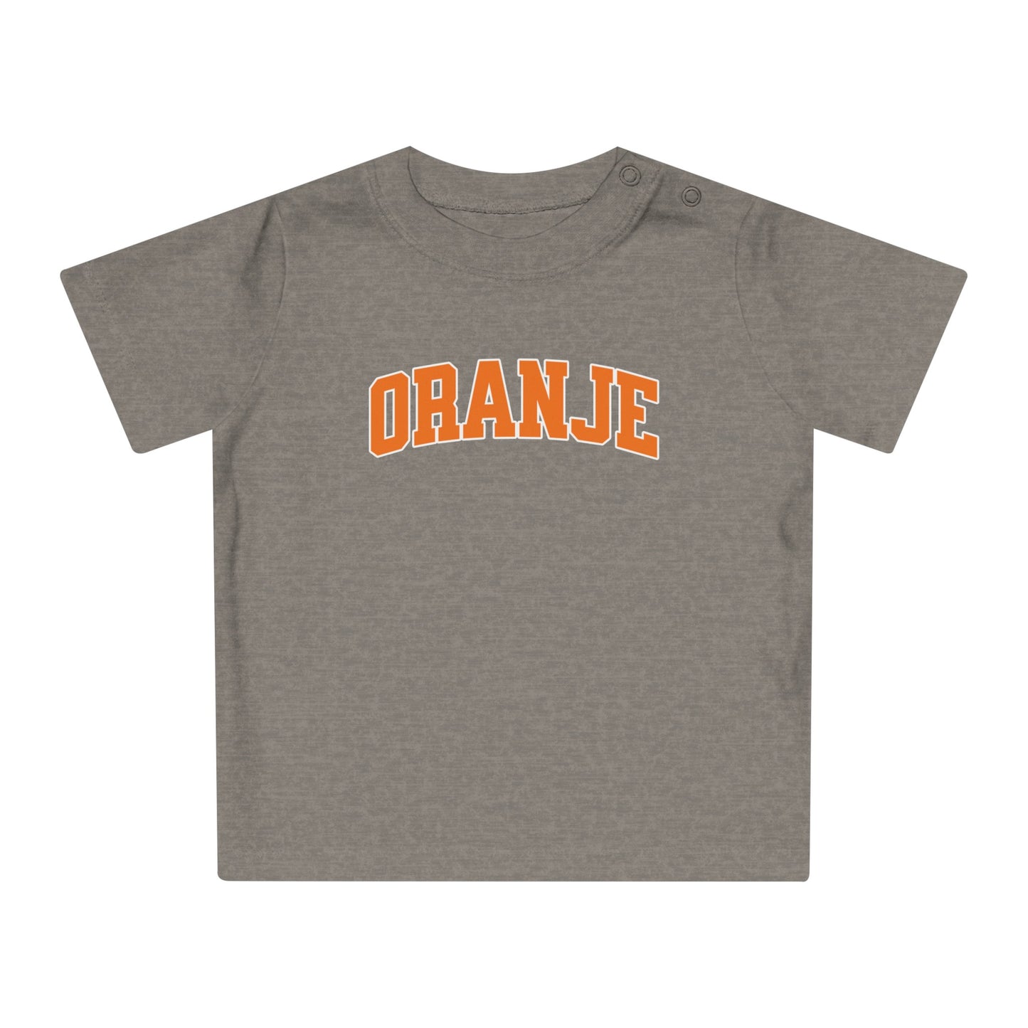 Baby T-shirt voor EK, WK en Koningsdag - ORANJE tekst