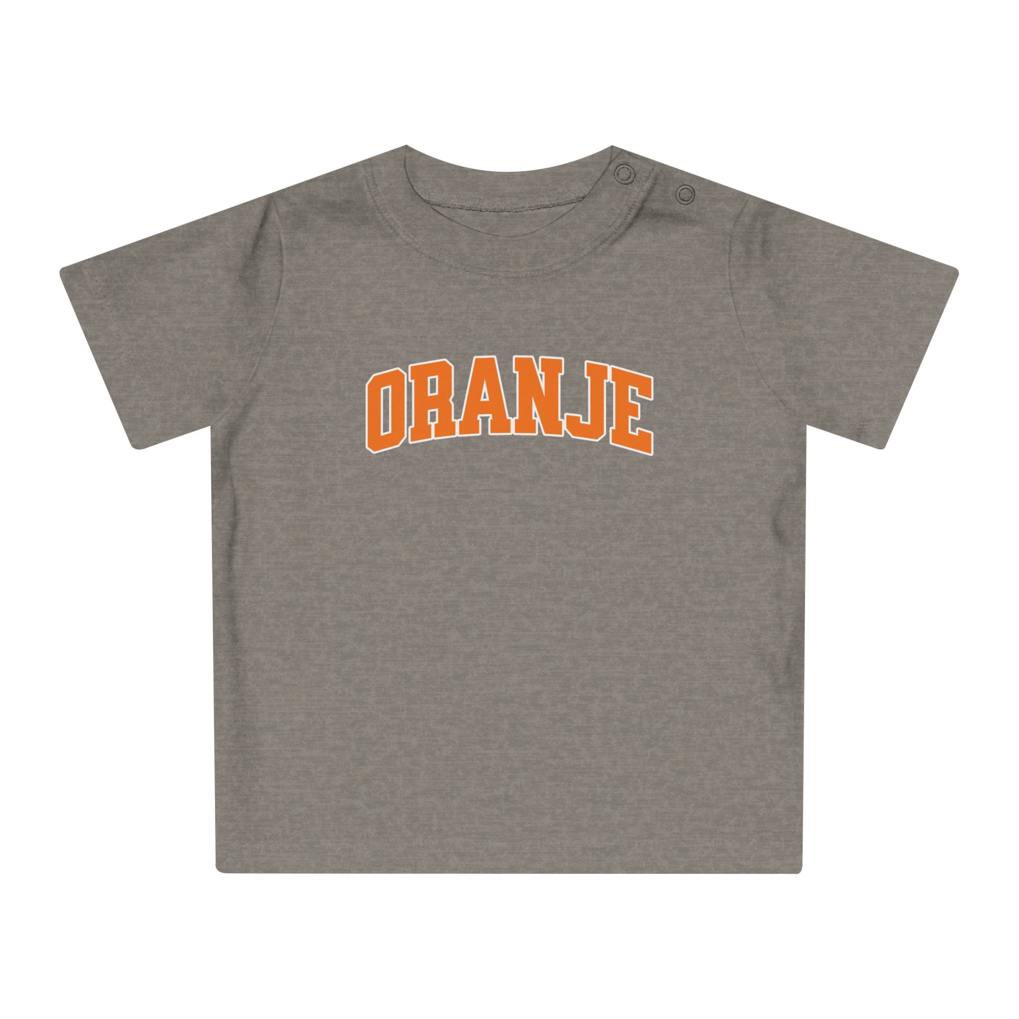 Baby T-shirt voor EK, WK en Koningsdag - ORANJE tekst