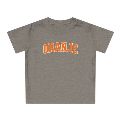 Baby T-shirt voor EK, WK en Koningsdag - ORANJE tekst