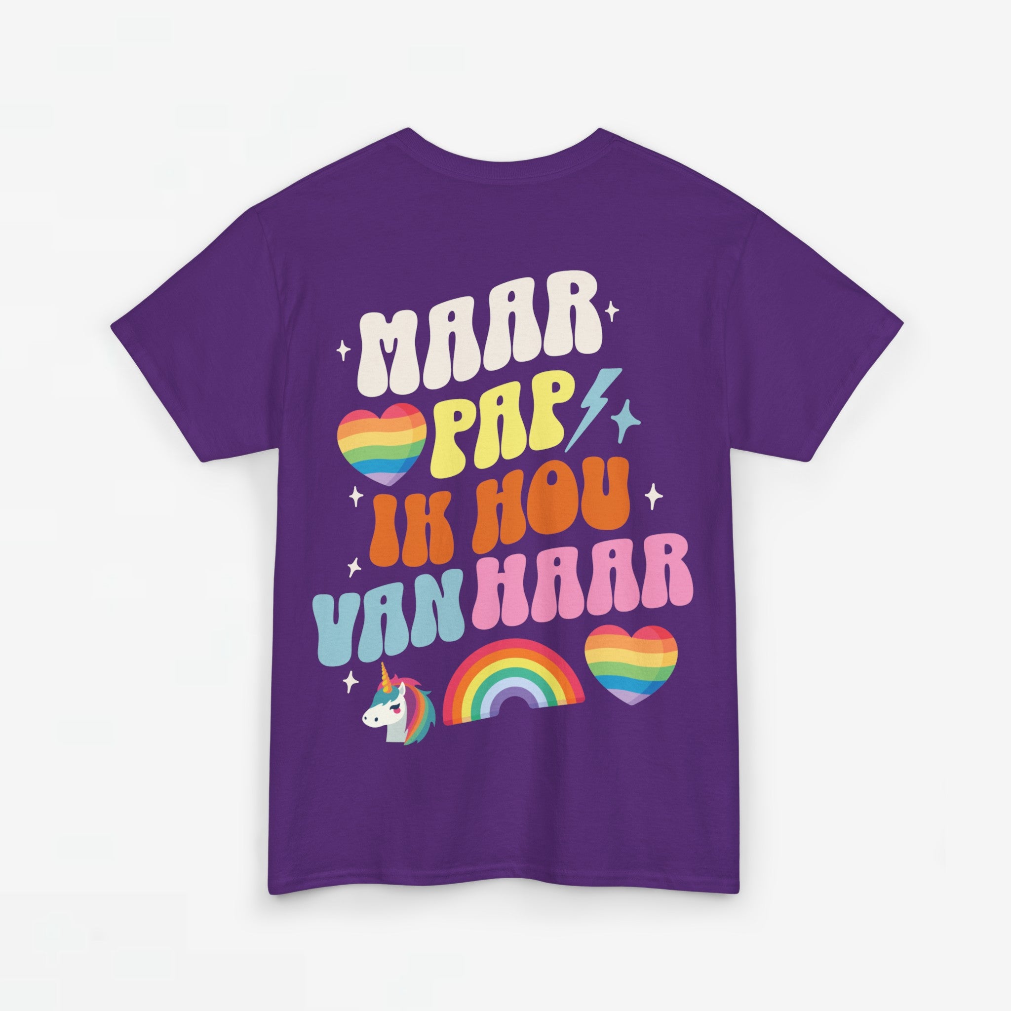 Gay Pride T-shirt - Maar Pap, Ik Hou Van Haar Eenhoorn - Back Print - Oversized Tee