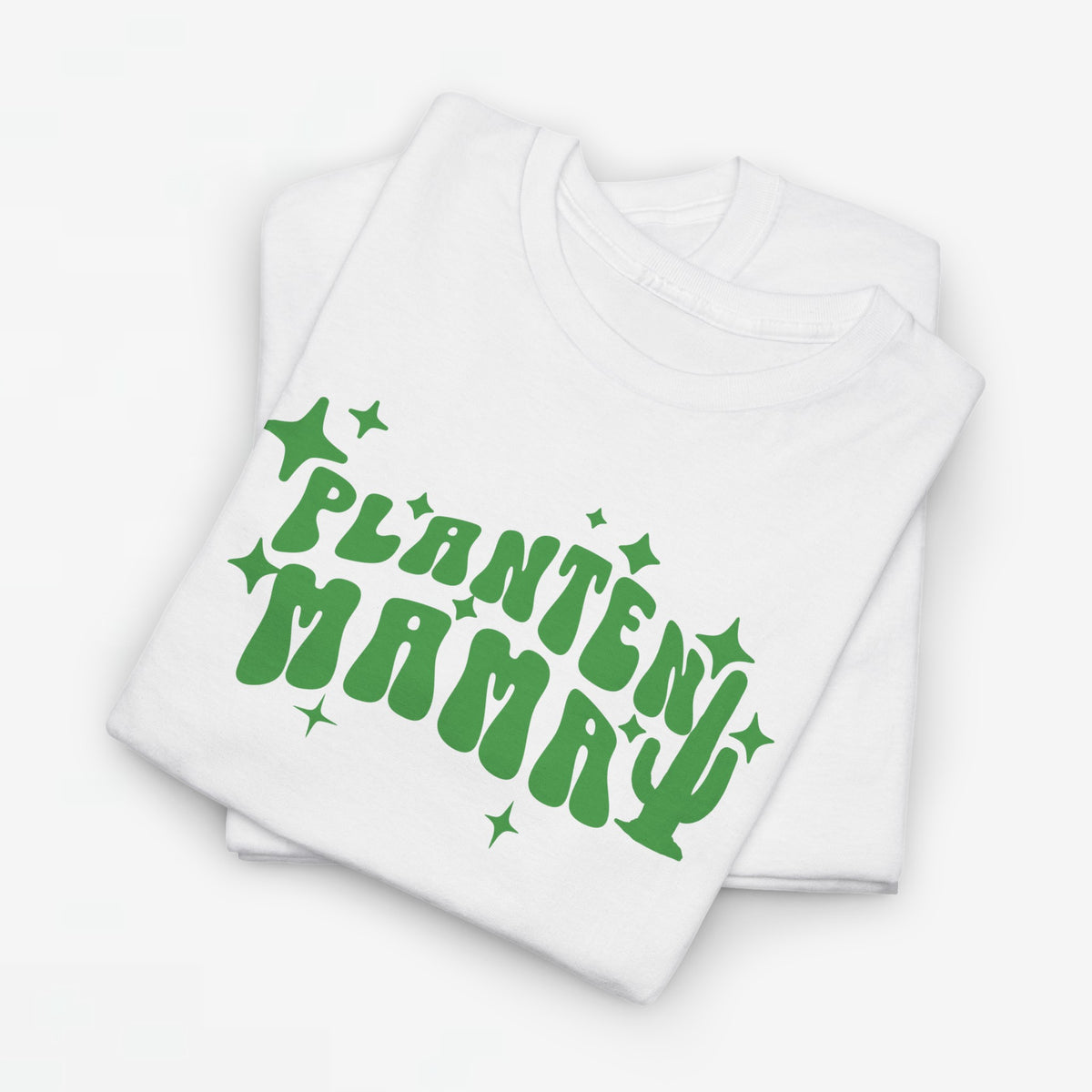 Oversized T-shirt wit met groene 'Planten Mammy' print op de borst