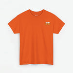 Oranje heren T-shirt met klein biersymbool op de borst