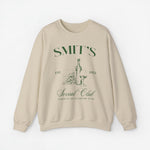 Beige sweatshirt met print “SMIT’S Social Club” en fles/glas