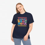 Zwart oversized T-shirt met ronde hals en kleurrijke 'Somebody's Broke Mama'-print