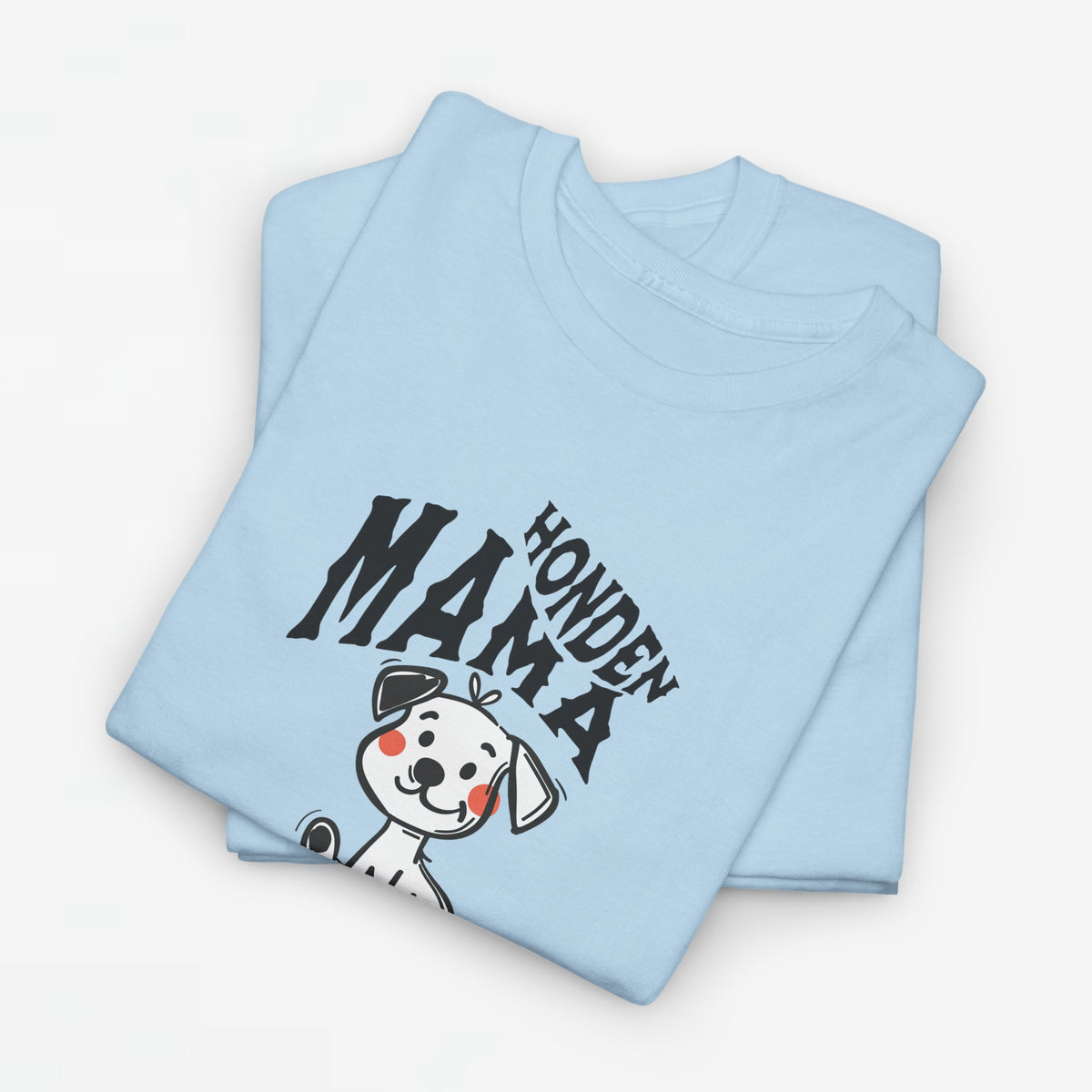 Honden mama oversized t-shirt lichtblauw met hondenprint en ronde hals.