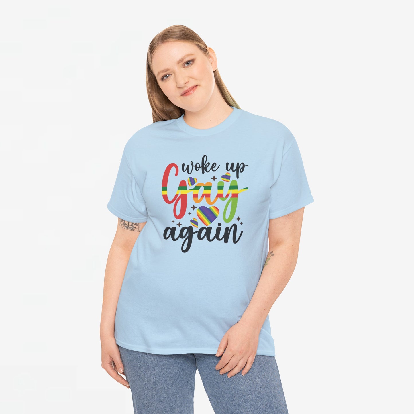 Gay Pride T-shirt - Woke Up Gay Again - Oversized #6