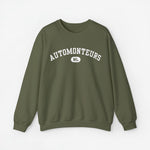 Militairgroene trui met print, ronde hals en lange mouwen.