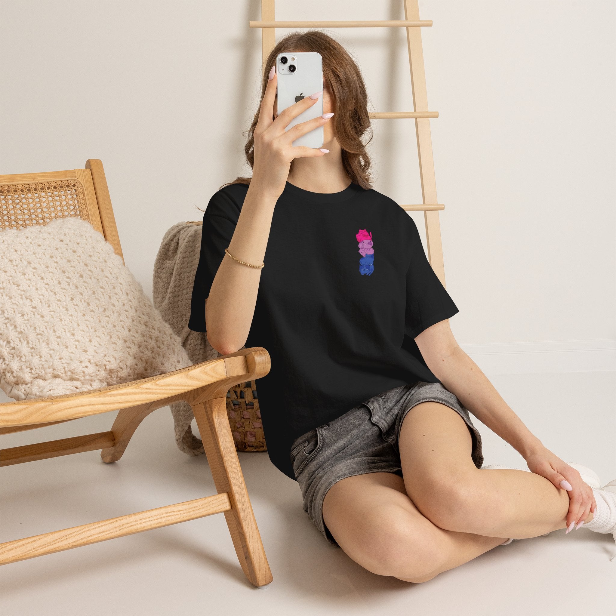 Gay Pride T-shirt - Katten Bi Vlag - Oversized #49