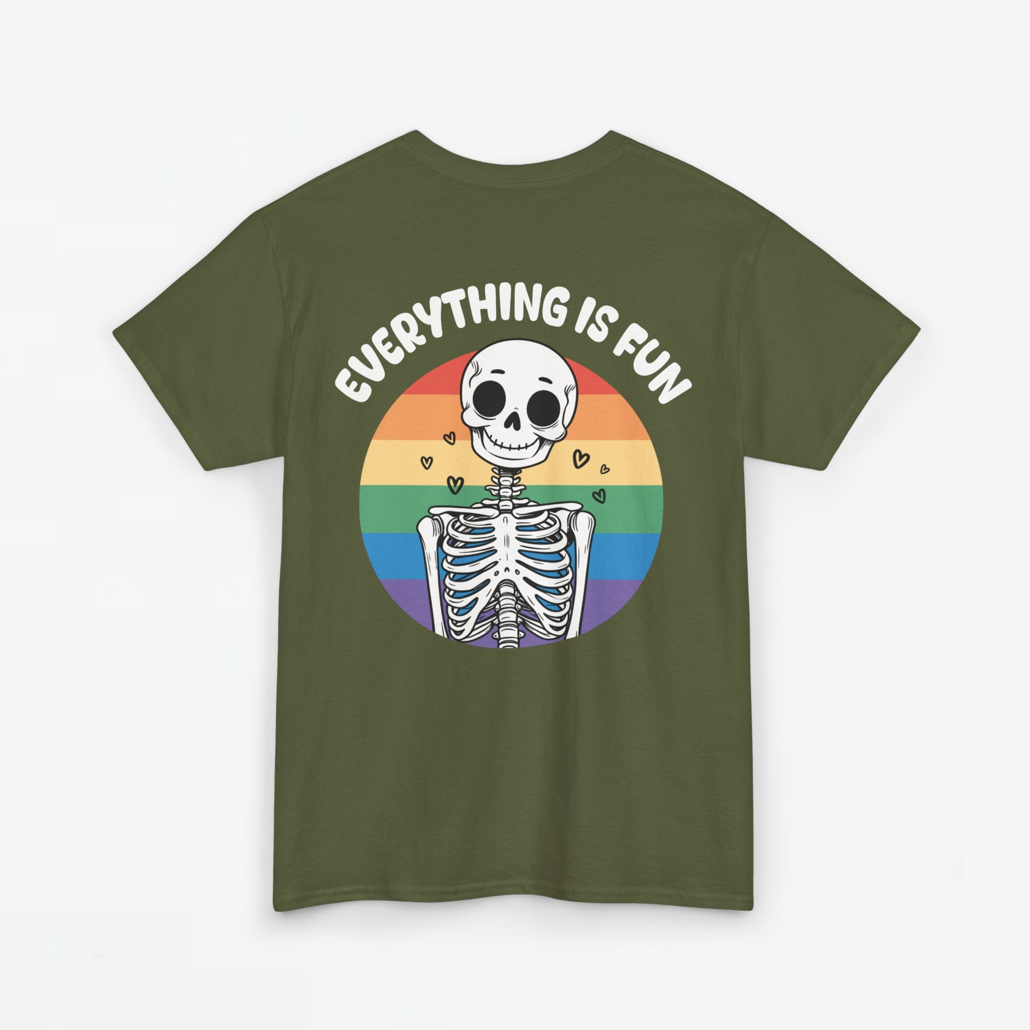 Gay Pride T-shirt - Skelet Everything is Fun - Back Print - Oversized #66