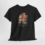 Zwart T-shirt met bloemenboeketprint en gepersonaliseerde tekst
