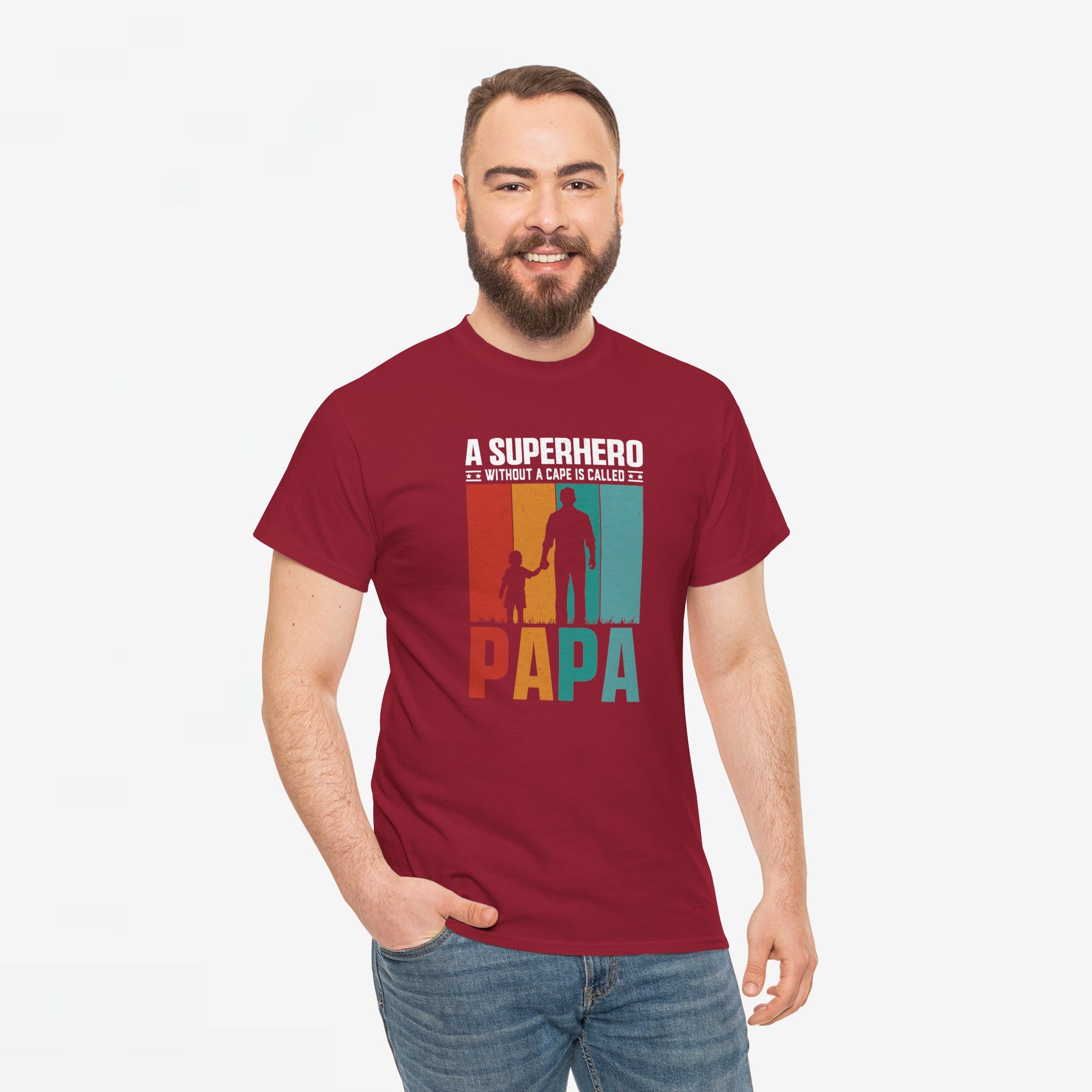 Vaderdag Papa Cadeau - T-shirt - A Superhero without a cape is called PAPA - Oversized #24