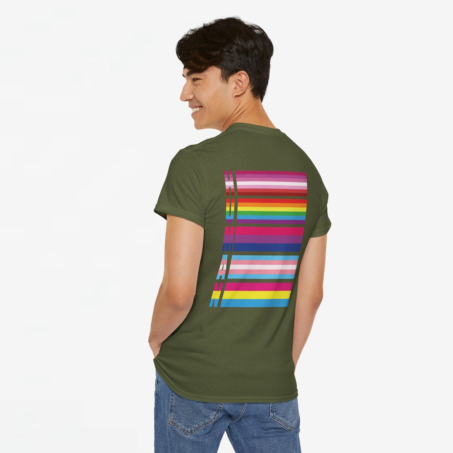 Gay Pride T-shirt - LGBTQ+ Vlag Human - Back Print - Oversized #12