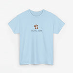 Lichtblauwe T-shirt met ronde hals en borstprint 'Honden Mama' en hondenicoon