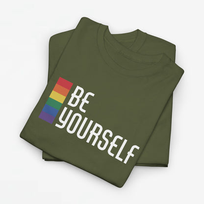 Gay Pride T-shirt - Be Yourself (witte tekst) - Oversized #24