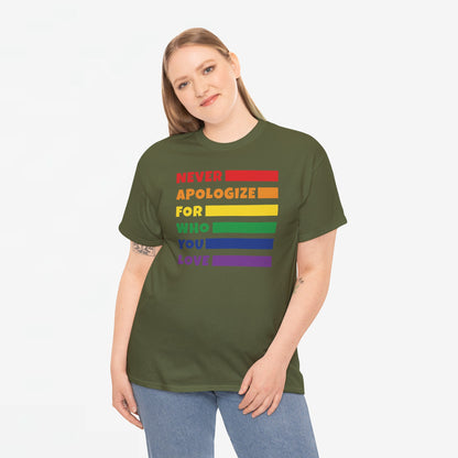 Gay Pride T-shirt - Never Apologize For Who You Love - Oversized #15