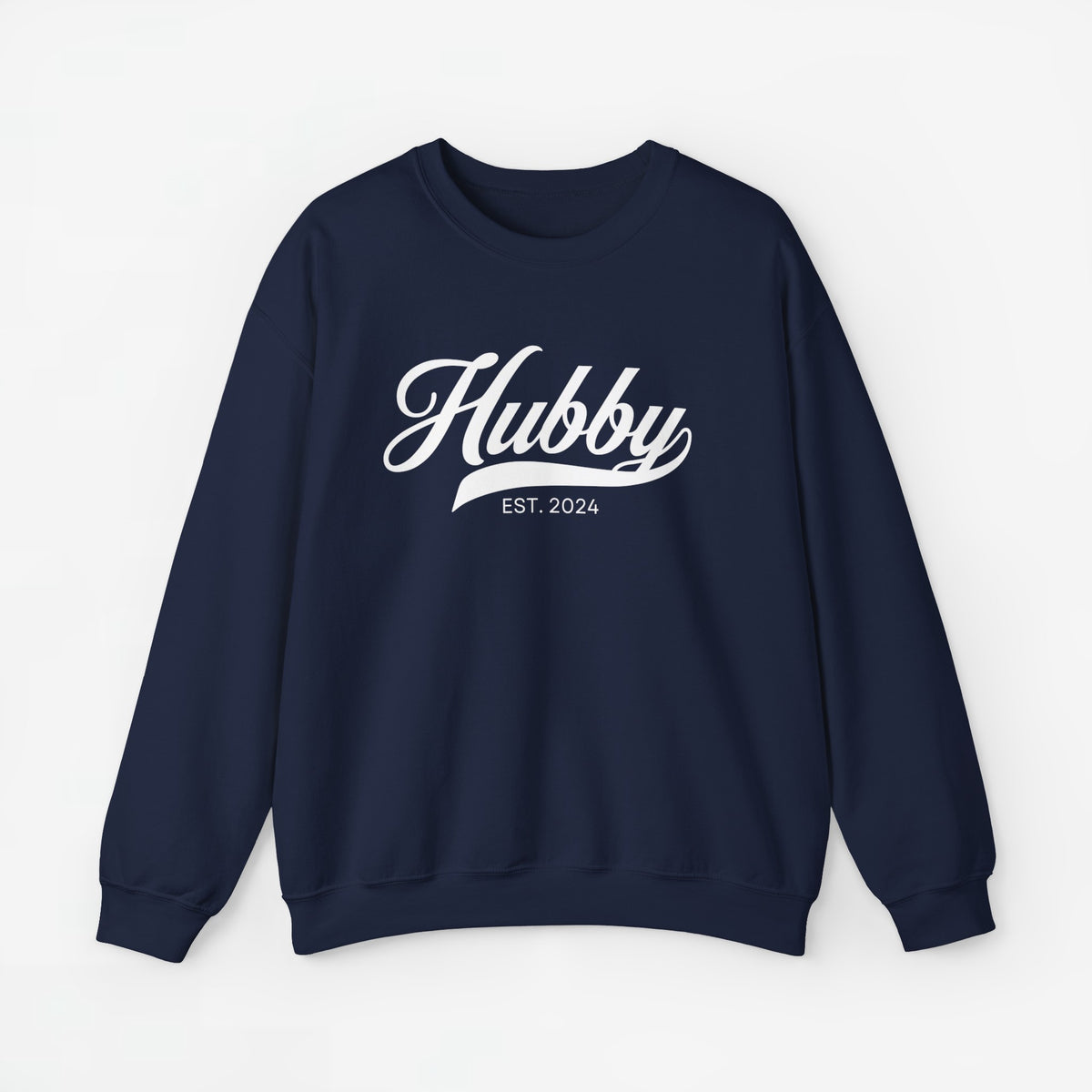 Navy sweatshirt met opdruk 'Hubby' en EST.2024