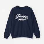 Navy sweatshirt met opdruk 'Hubby' en EST.2024