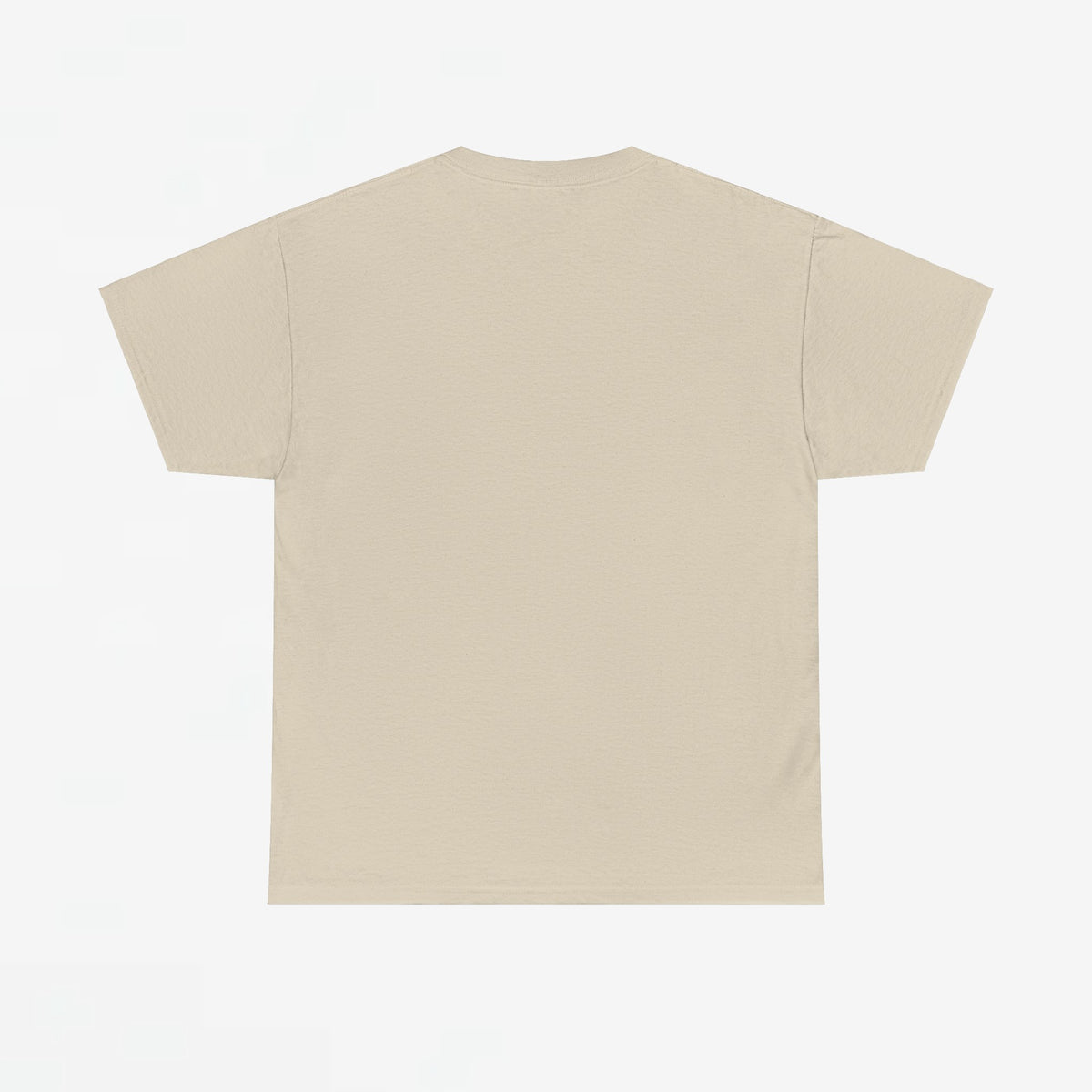 Beige T-shirt zonder opdruk, achterkant.