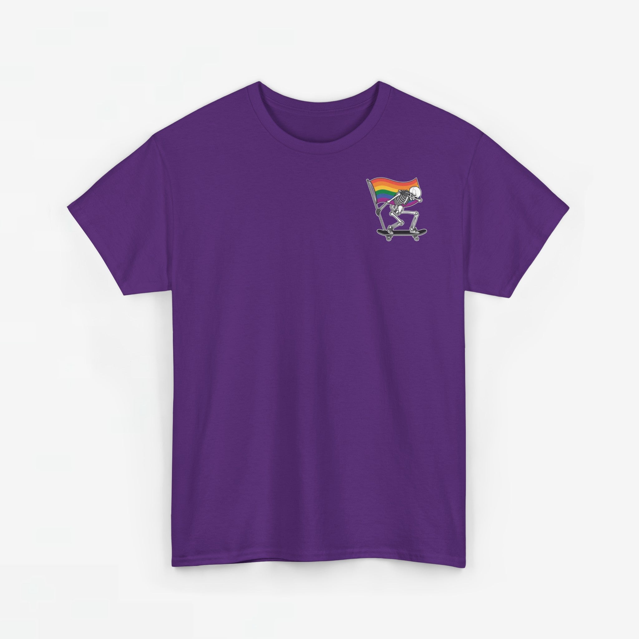 Gay Pride T-shirt - Skelet Pride Regenboog Flag - Back Print - Oversized #71