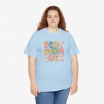 Roze oversized T-shirt met ronde hals en kleurrijke tekstprint “BEST MOM EVER”