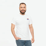 Wit T-shirt met rood-wit-blauwe vlagprint op de borst