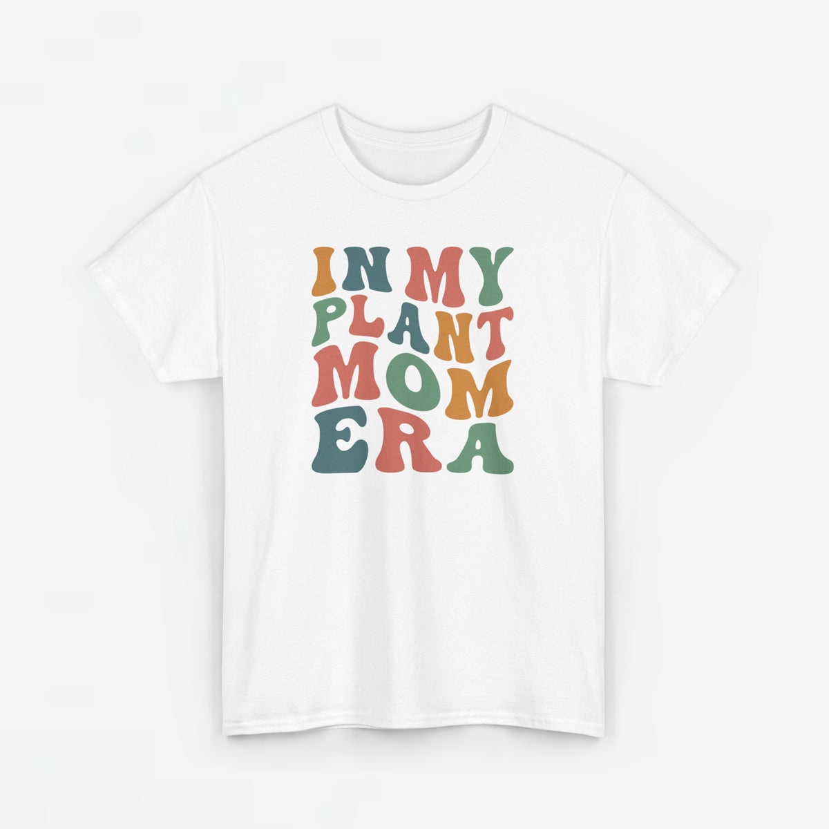 Witte oversized t-shirt met kleurrijke In My Plant Mom Era-tekstprint