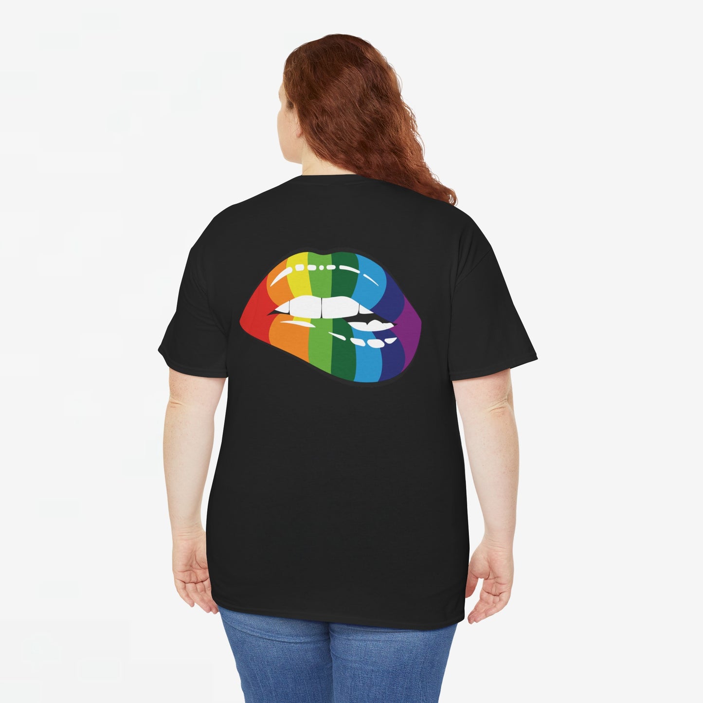 Gay Pride T-shirt - Regenboog Lippen- Back Print - Oversized #35