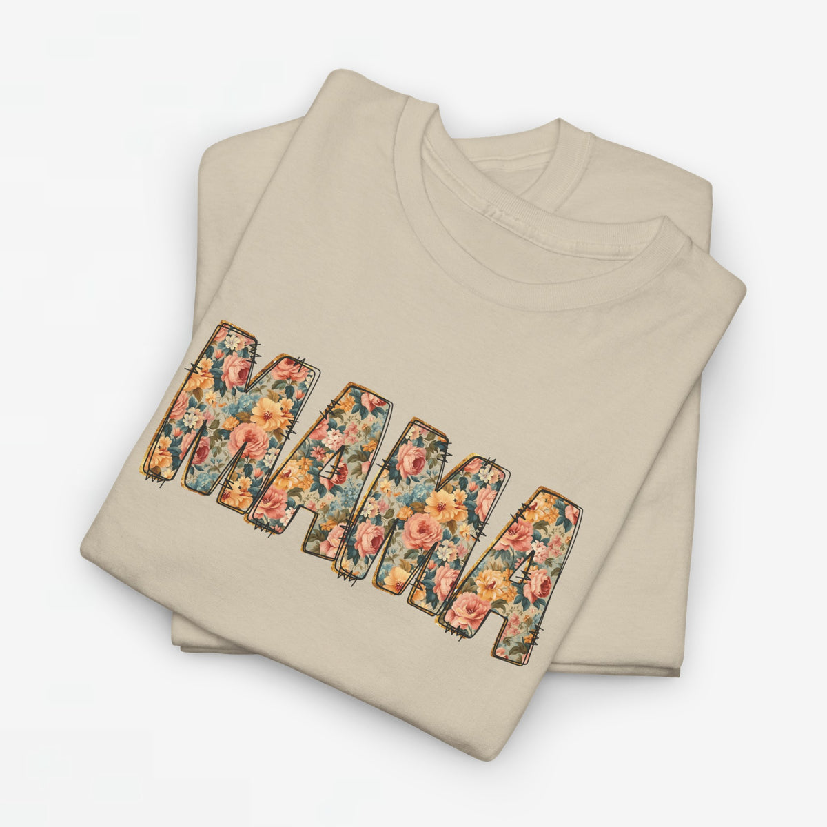 Zandkleurige oversized T-shirt met bloemenprint letters op de borst
