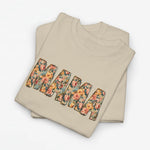 Zandkleurige oversized T-shirt met bloemenprint letters op de borst