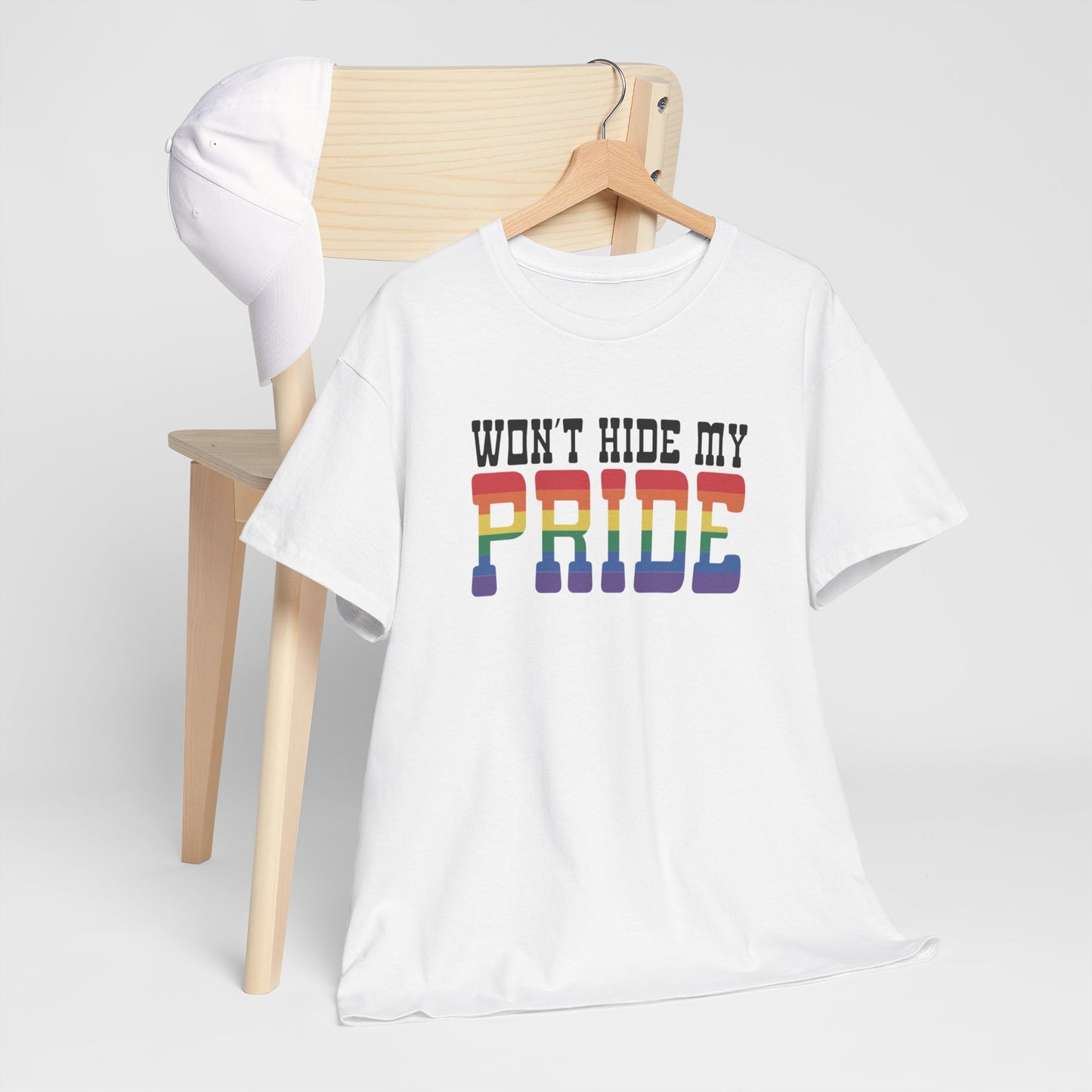 Gay Pride T-shirt - Won't Hide My Pride (zwarte tekst) - Oversized #27