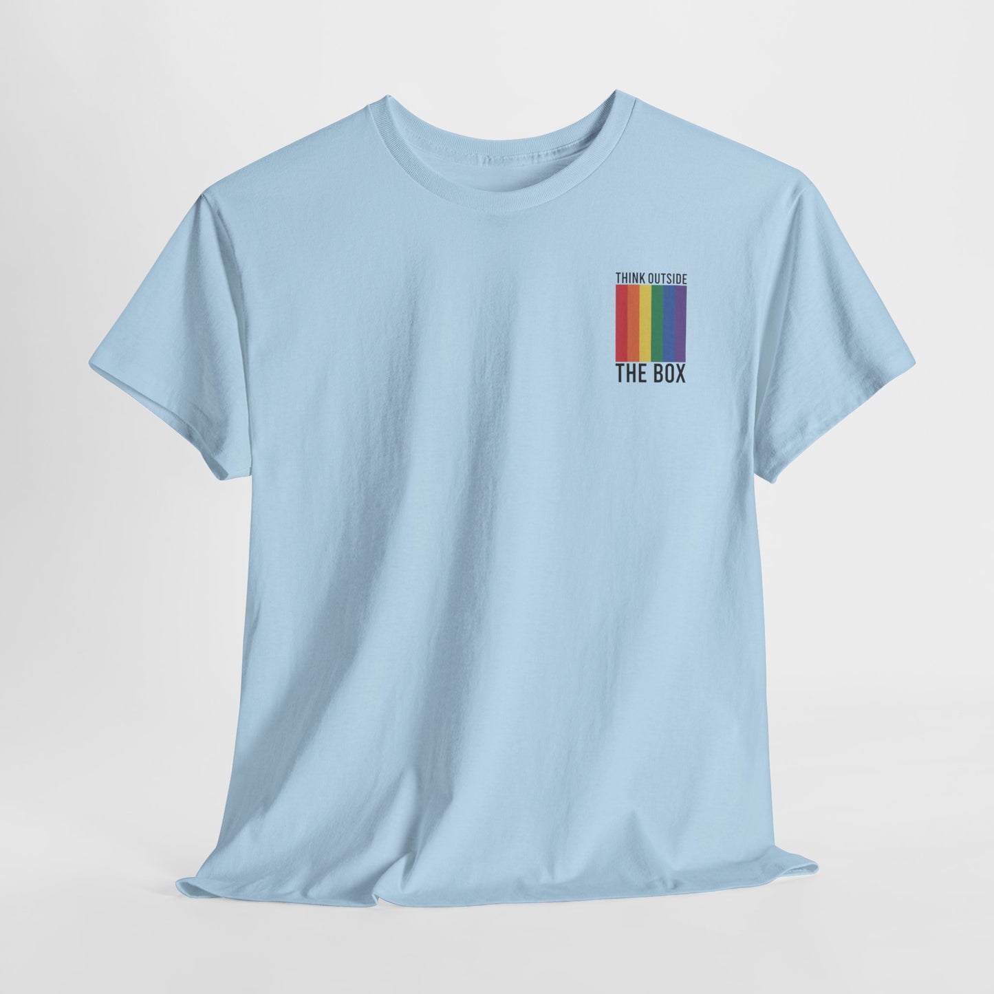 Gay Pride T-shirt - Think Outside The Box (zwarte tekst) - Back Print - Oversized #29