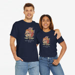Navy T-shirt met bloemenboeketprint en gepersonaliseerde tekst