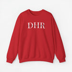 Gepersonaliseerde sweater rood met 'DHR' bedrukking voorzijde