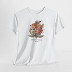Wit t-shirt met bloemenboeket-print op de borst