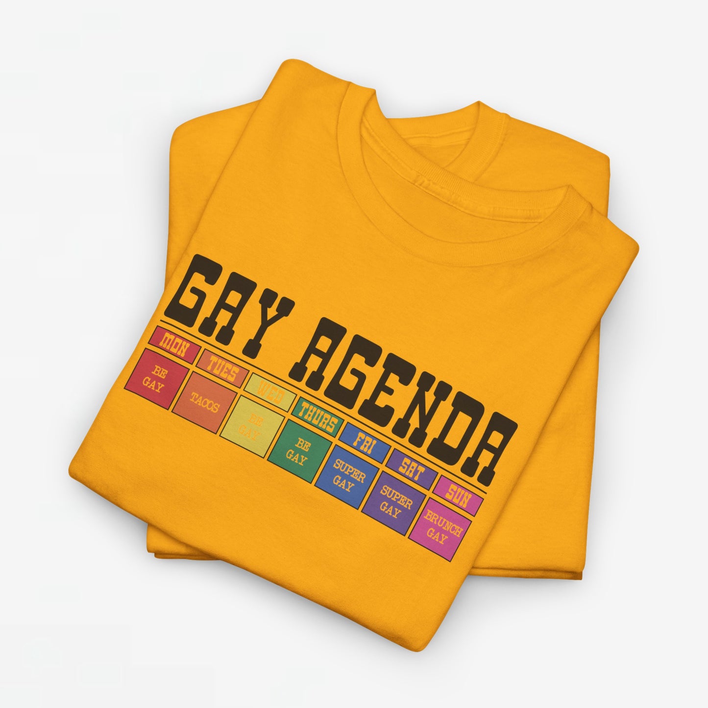 Gay Pride T-shirt - Gay Agenda (zwarte tekst) - Oversized #18