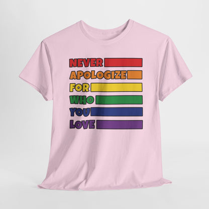 Gay Pride T-shirt - Never Apologize For Who You Love - Oversized #16