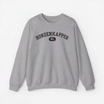 Lichtgrijze sweater met ronde hals en opdruk 'HONDENKAPPER NL' op borst