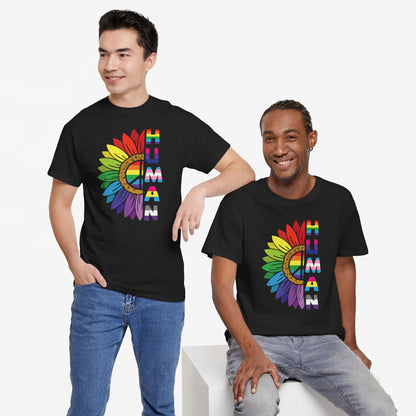 Gay Pride T-shirt - Regenboog Human (witte tekst) - Oversized #4