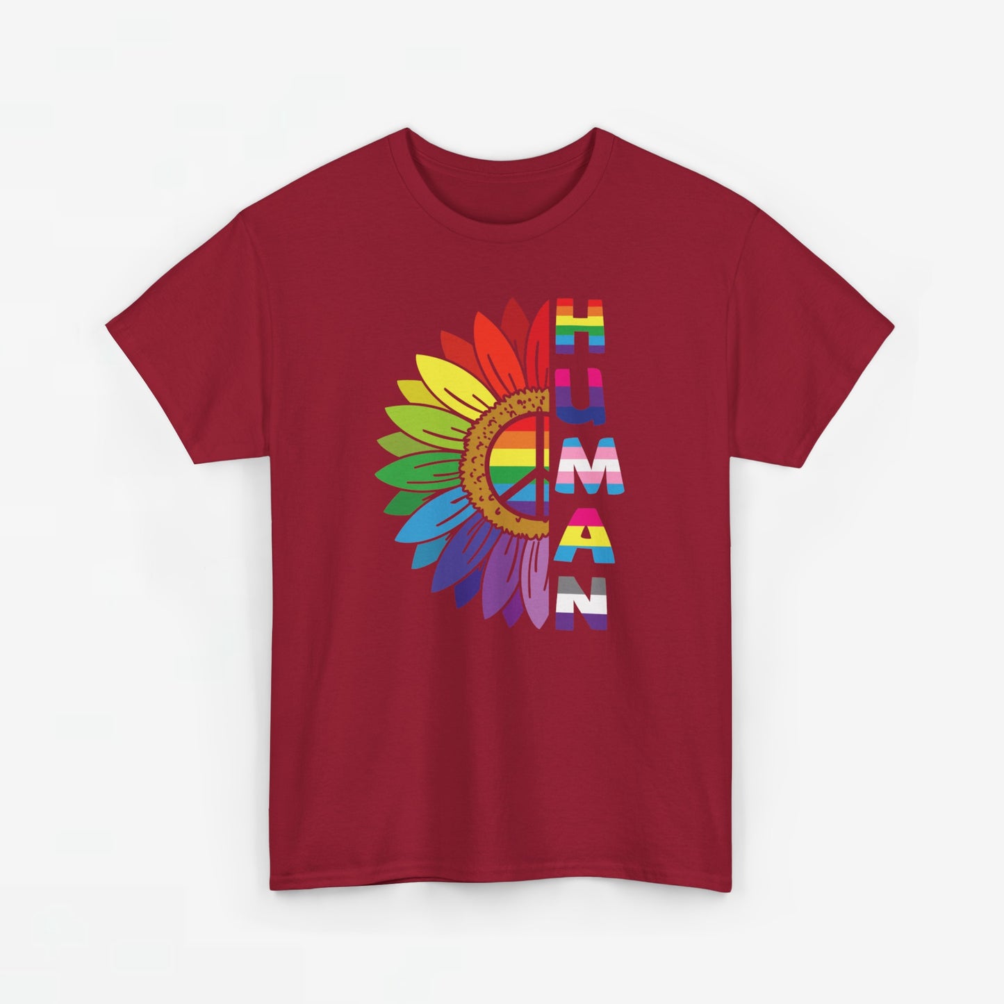 Gay Pride T-shirt - Regenboog Human (witte tekst) - Oversized #4