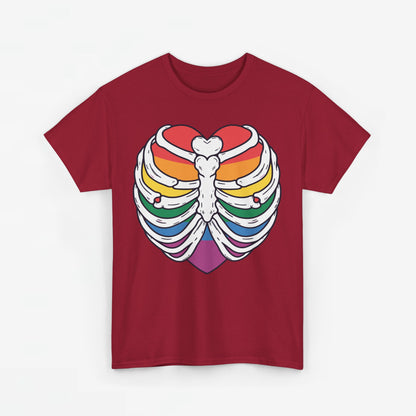 Gay Pride T-shirt - Skelet Regenbooghart - Oversized #67