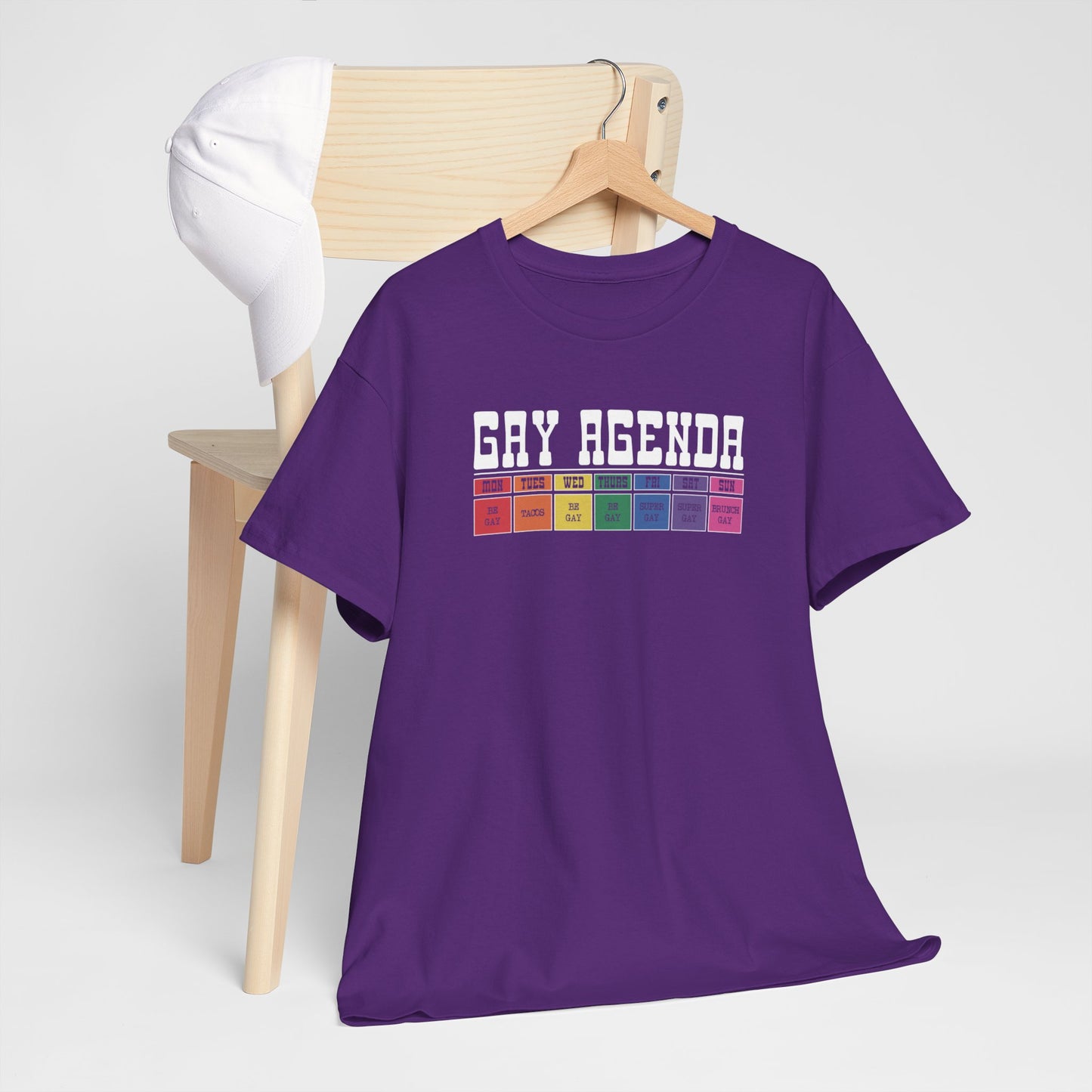 Gay Pride T-shirt - Gay Agenda (witte tekst) - Oversized #17