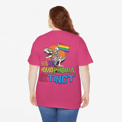 Gay Pride T-shirt -  Make Homophobia Extinct - Back Print - Oversized Tee