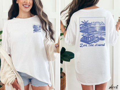 Zomer T-shirt voor Dames - Skrrtshirt Zomervakantie Oversized Tee #5- Zon, Zee, Strand