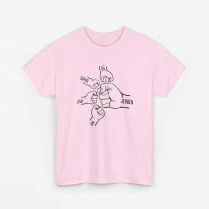 Gepersonaliseerde Vaderdag Papa Cadeau - T-shirt - Fist Bump Papa met namen